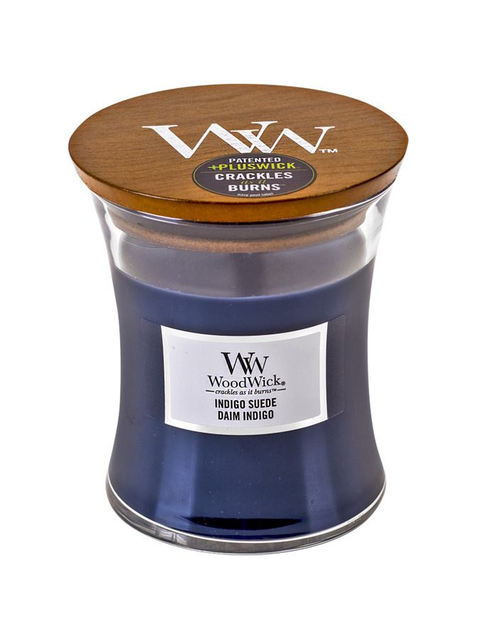 Woodwick Indigo Suede glass medium