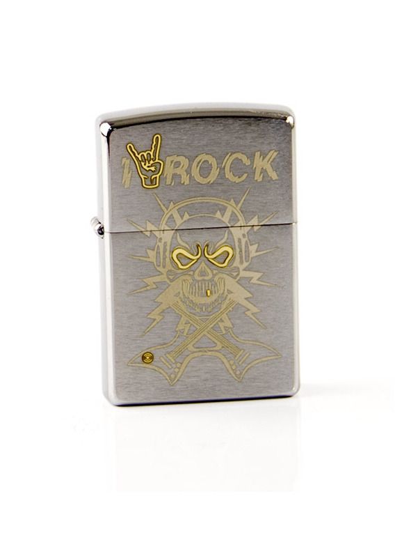 Zippo chrom gebürstet graviert "Hard Rock Skull" 60001947