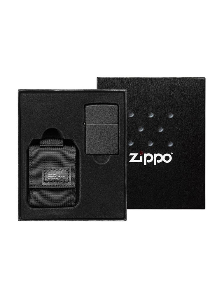 ZIPPO Black Crackle Set mit Nylon Pouch schwarz 60005678