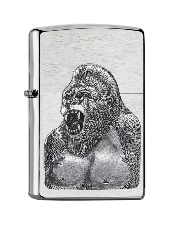 ZIPPO chrom gebürstet Plakette "Gorilla" 2007440